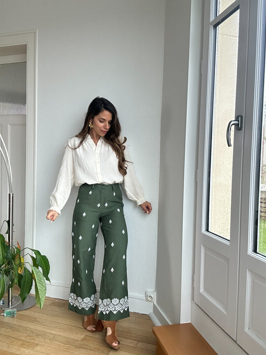 Pantalon fluide Lola kaki