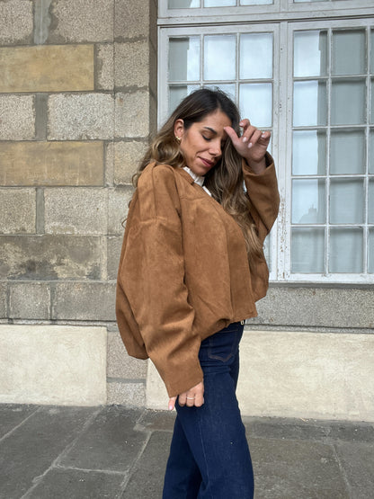 Veste effet suédine Léonie camel