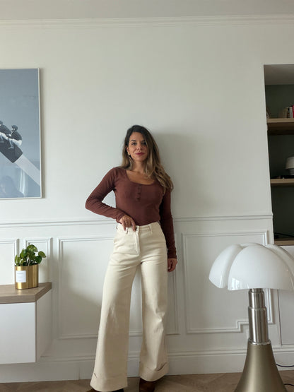 Jean Vichy à détails dentelle beige