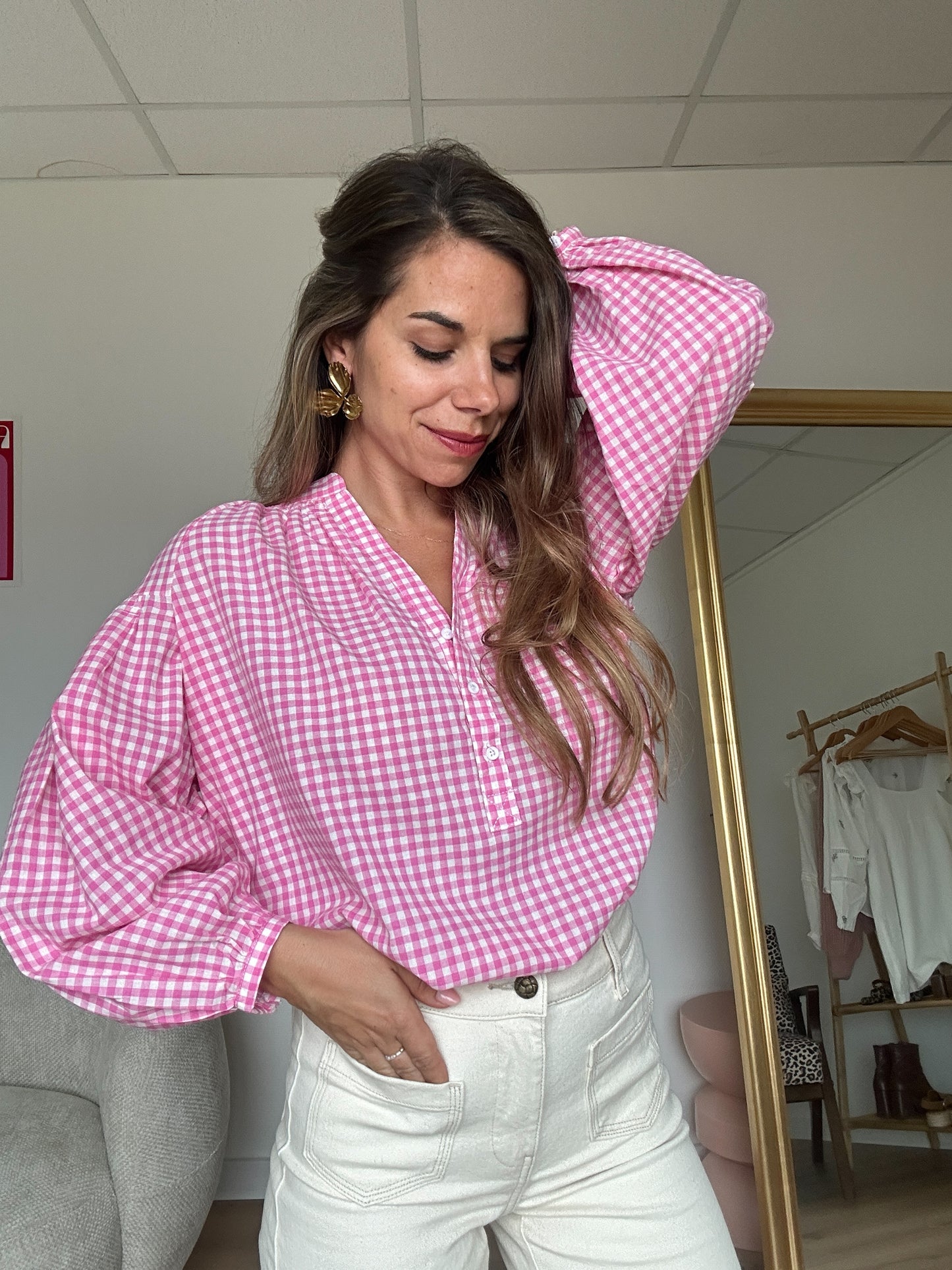 Blouse vichy rose Clothilde