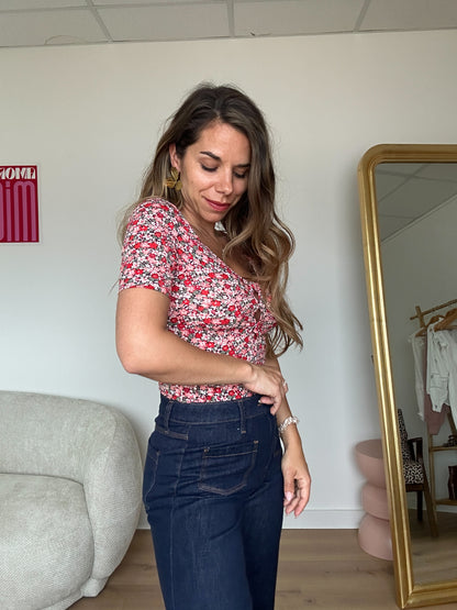 Body Thelma rouge fleurie