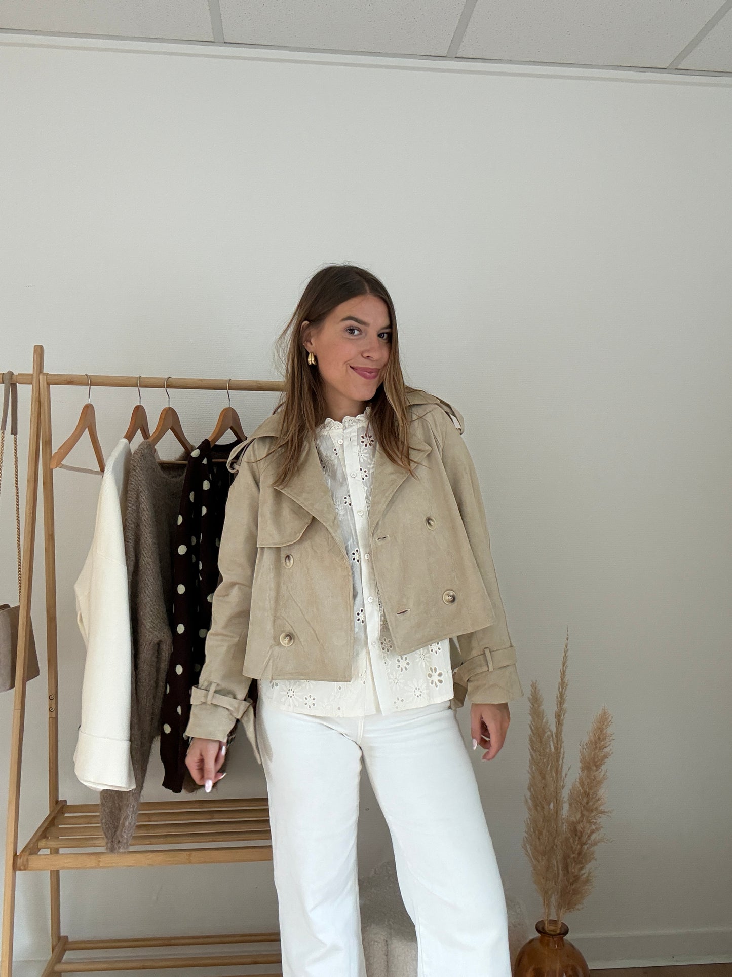 Veste effet suédine Jihane beige
