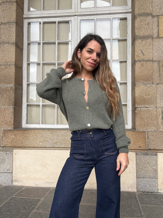 Maille en laine Léonie olive