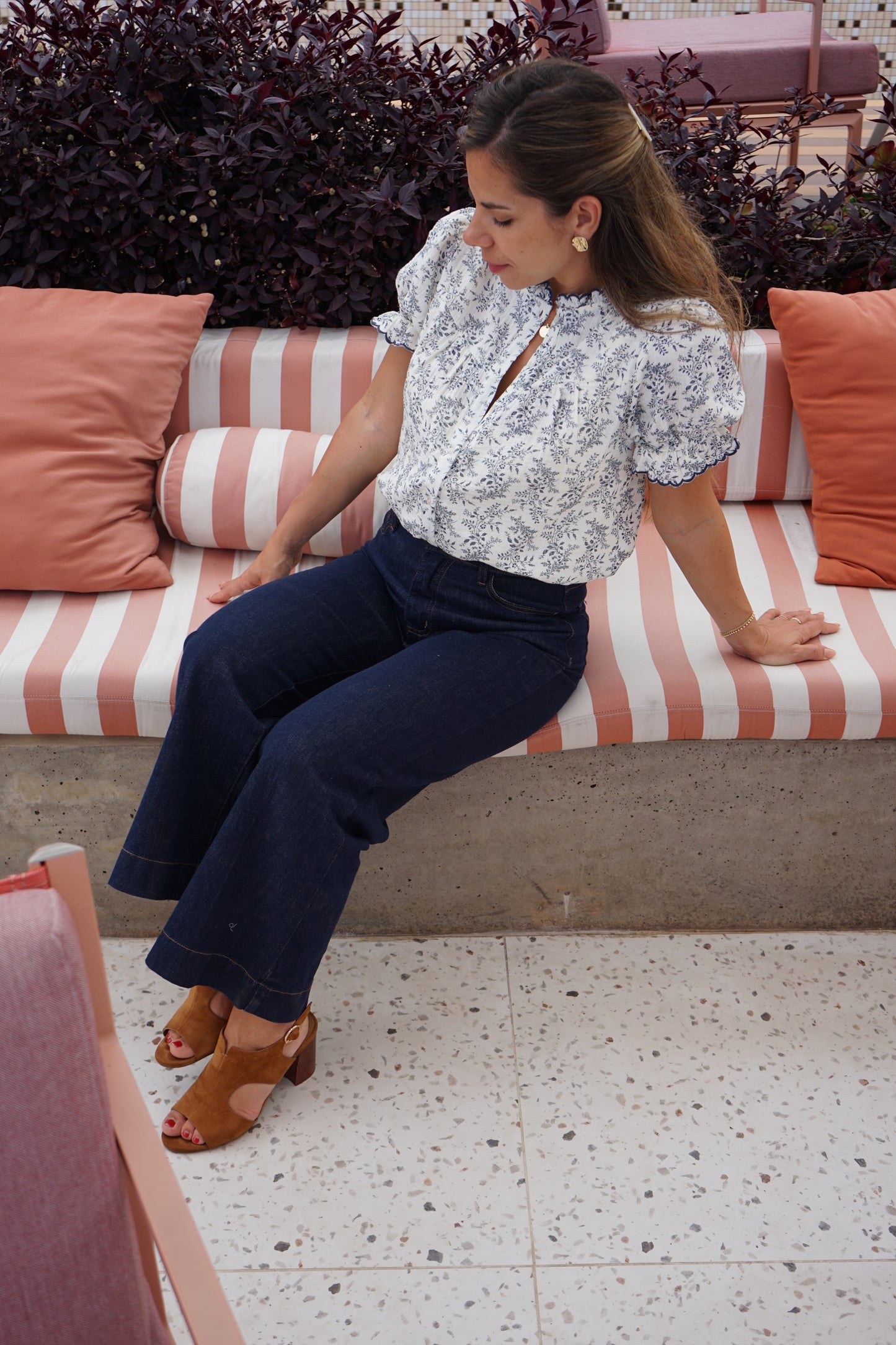 Blouse à manches courtes Mila bleue