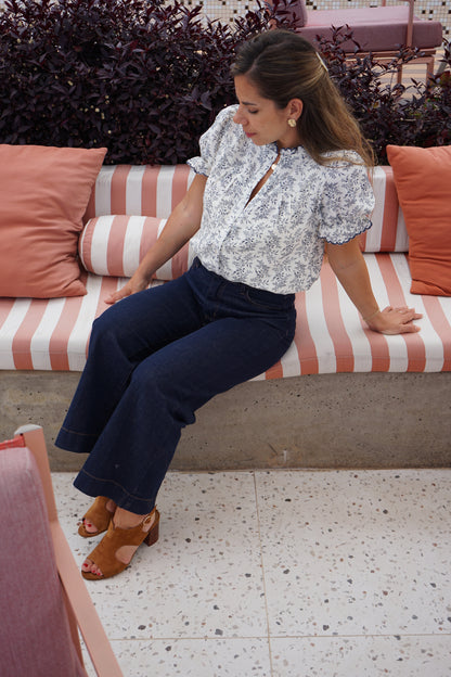 Blouse à manches courtes Mila bleue