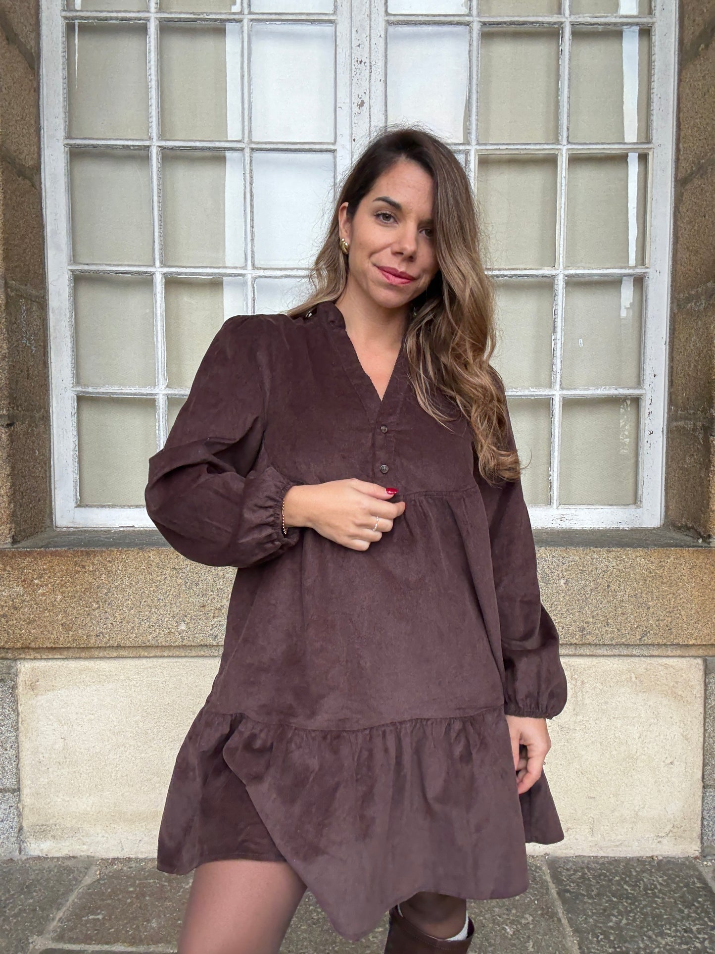 Robe en velours Hortense chocolat