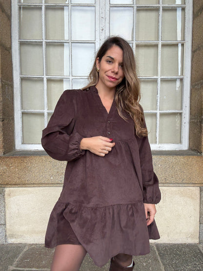 Robe en velours Hortense chocolat