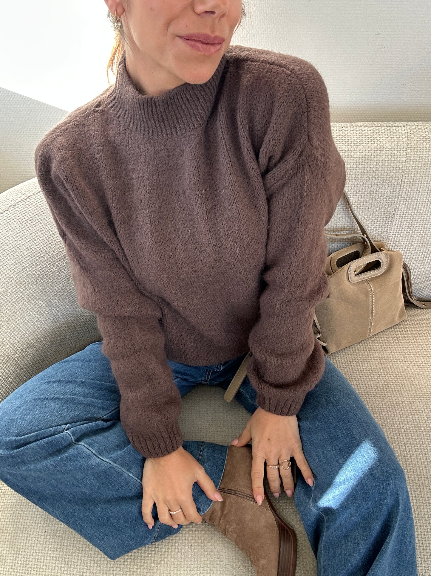 Pull en maille à col rond Hortense chocolat
