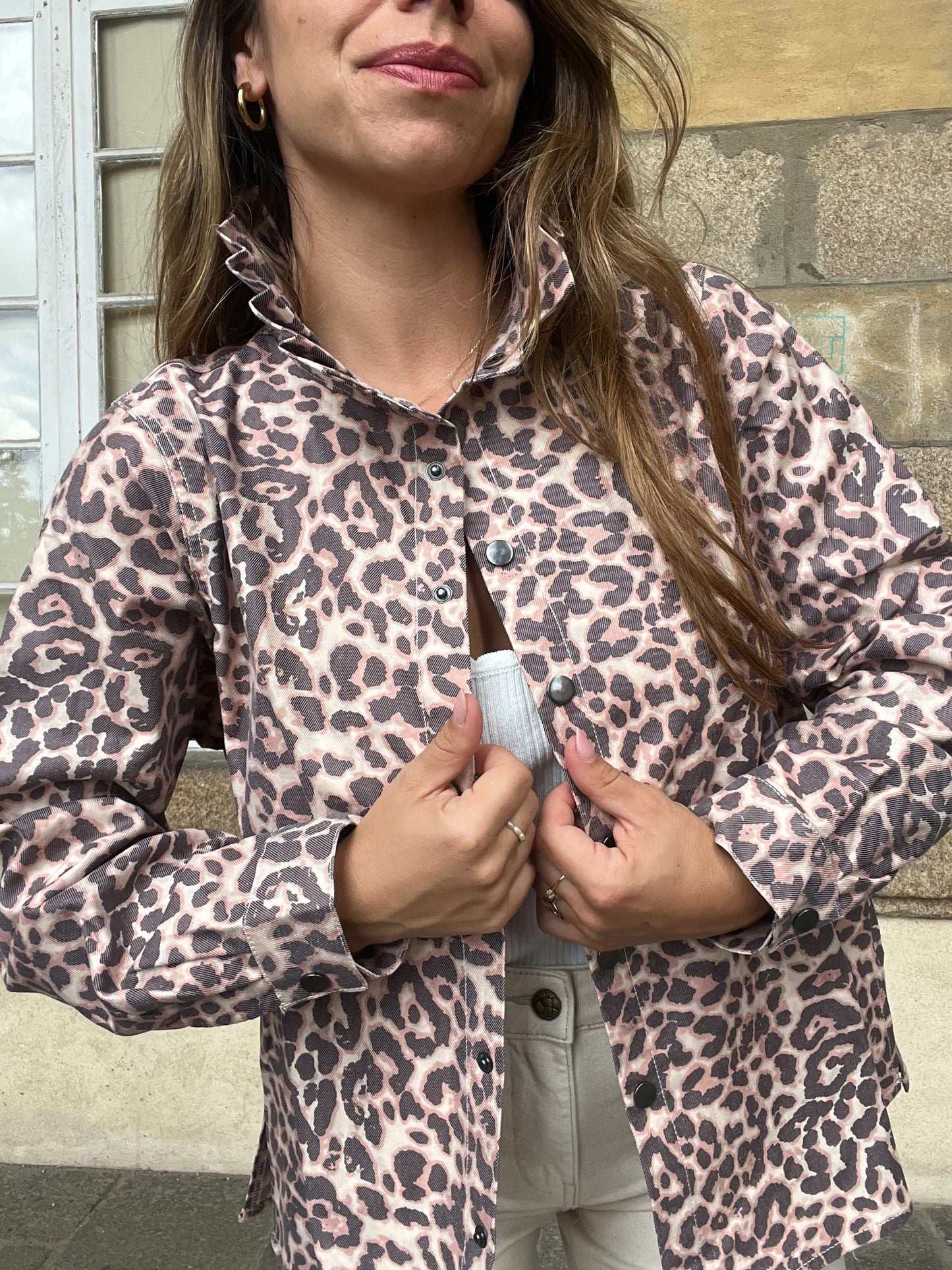 Veste en jean Céleste Léopard