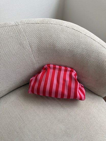 Pochette rayée Lima rouge / fuschia