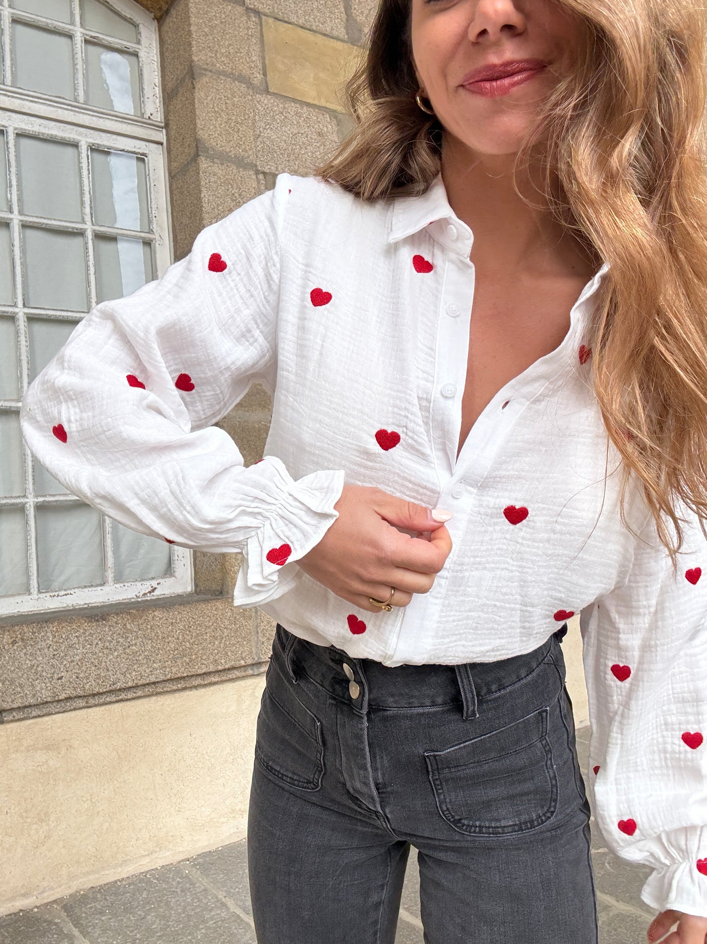 Blouse Victoire cœur en gaze de coton