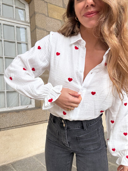 Blouse Victoire cœur en gaze de coton