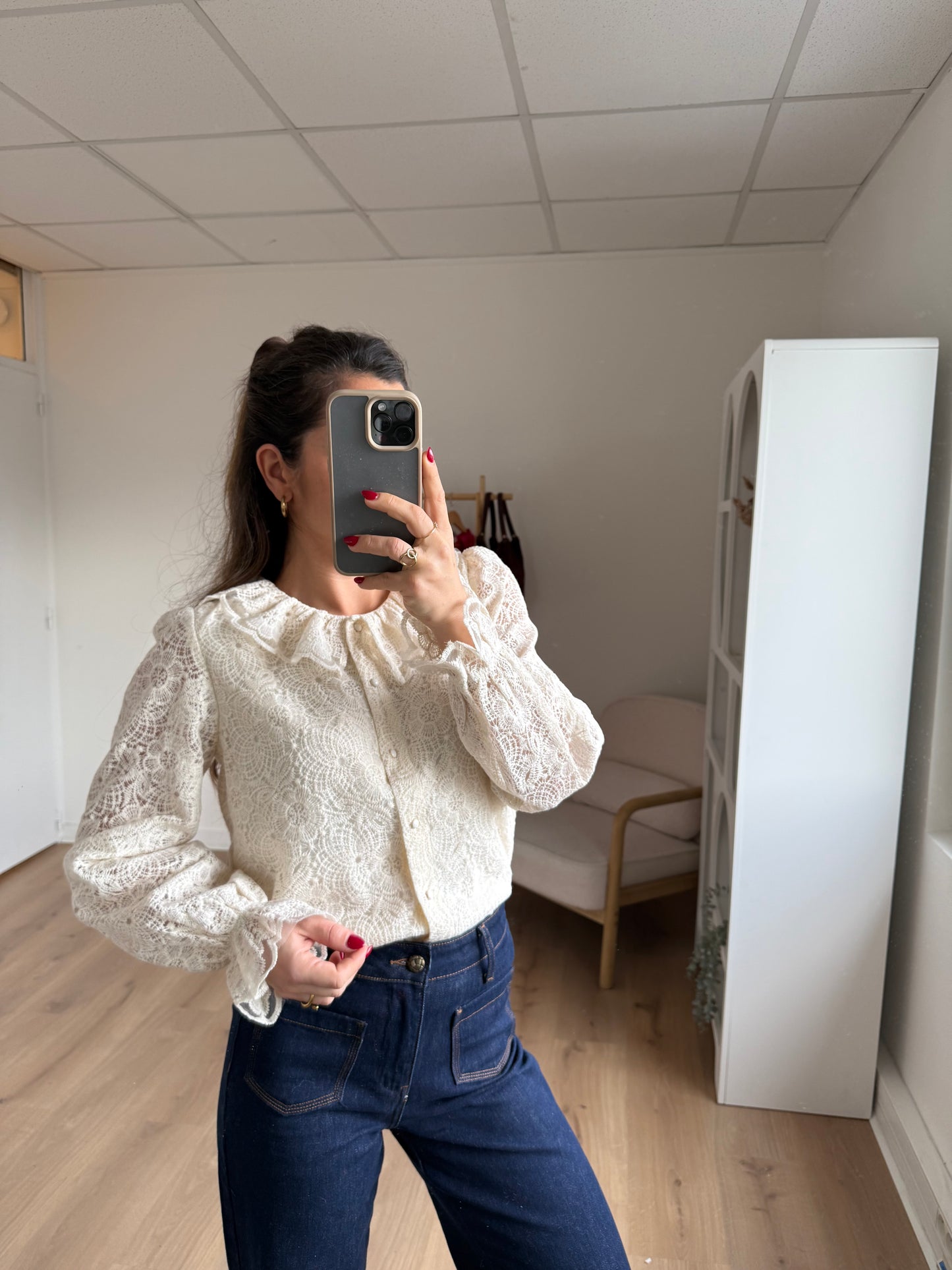 Blouse en dentelle écrue Constance