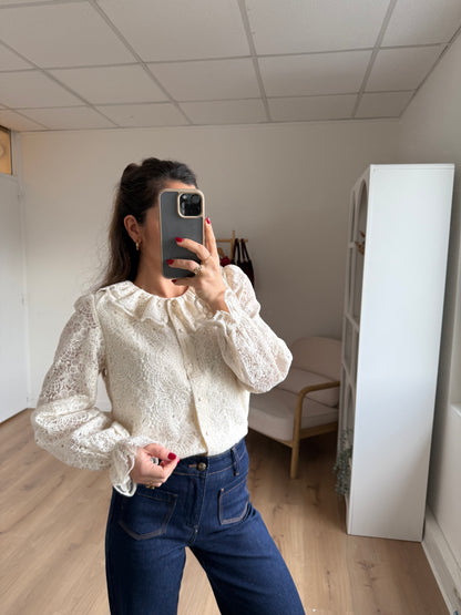 Blouse en dentelle écrue Constance