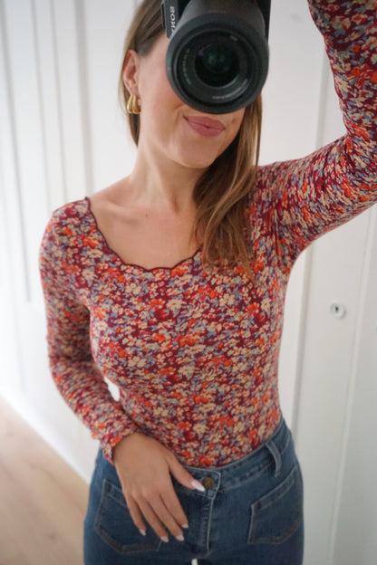 Body Martha fleuri bordeaux