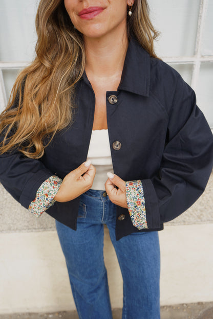 Veste trench liberty en coton marine Edith