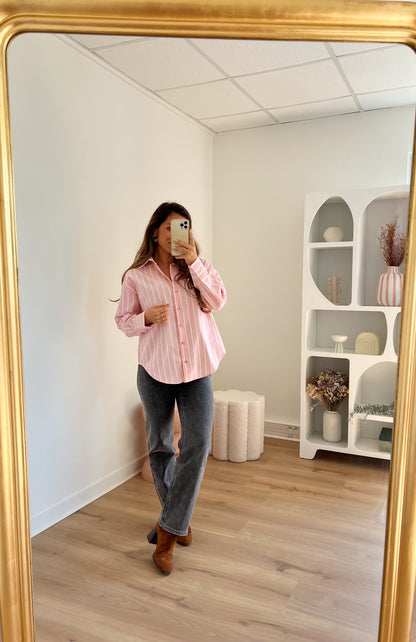 Chemise à rayures baby pink