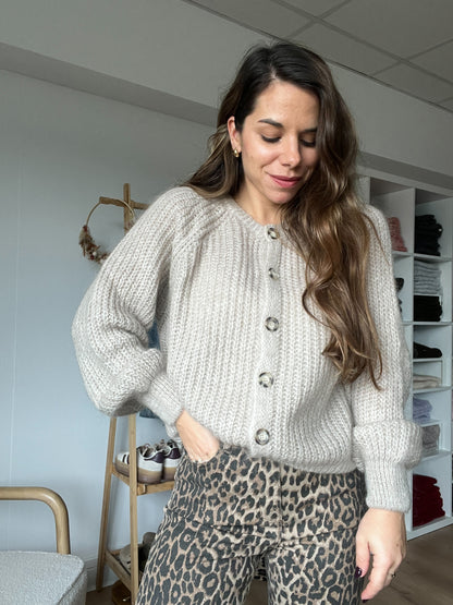 Cardigan beige chiné Honorine