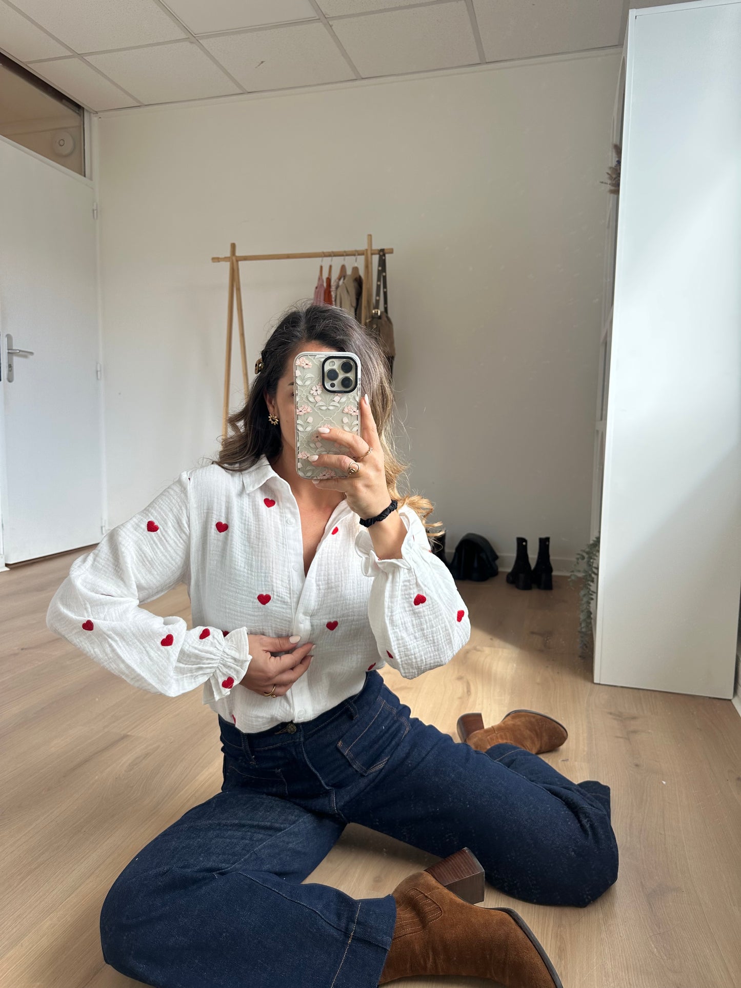 Blouse Victoire cœur en gaze de coton
