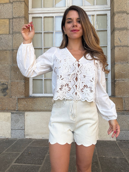 Short en jean Pippa beige