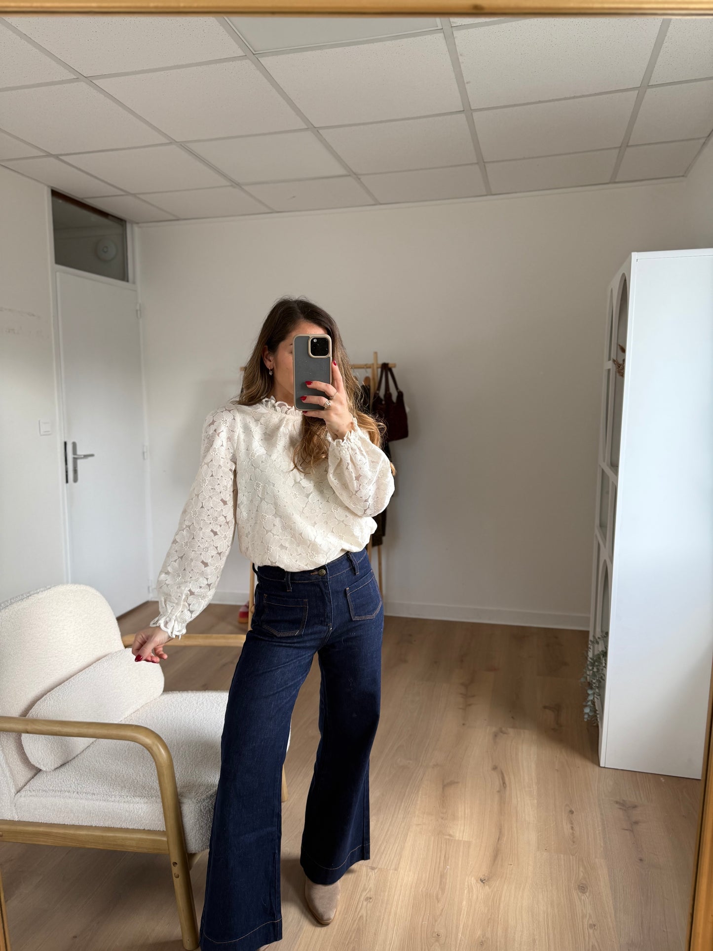 Blouse en dentelle écrue Alma