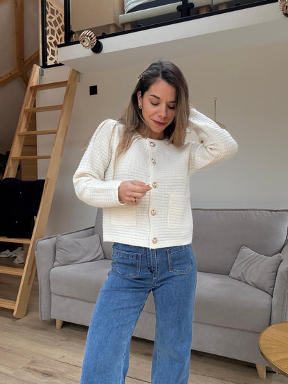 Cardigan à grosses mailles Giulia écru