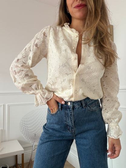 Blouse en dentelle écrue Léandre