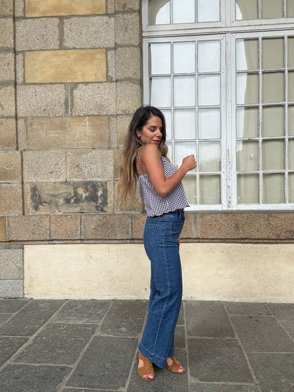 Top vichy Aimée marron
