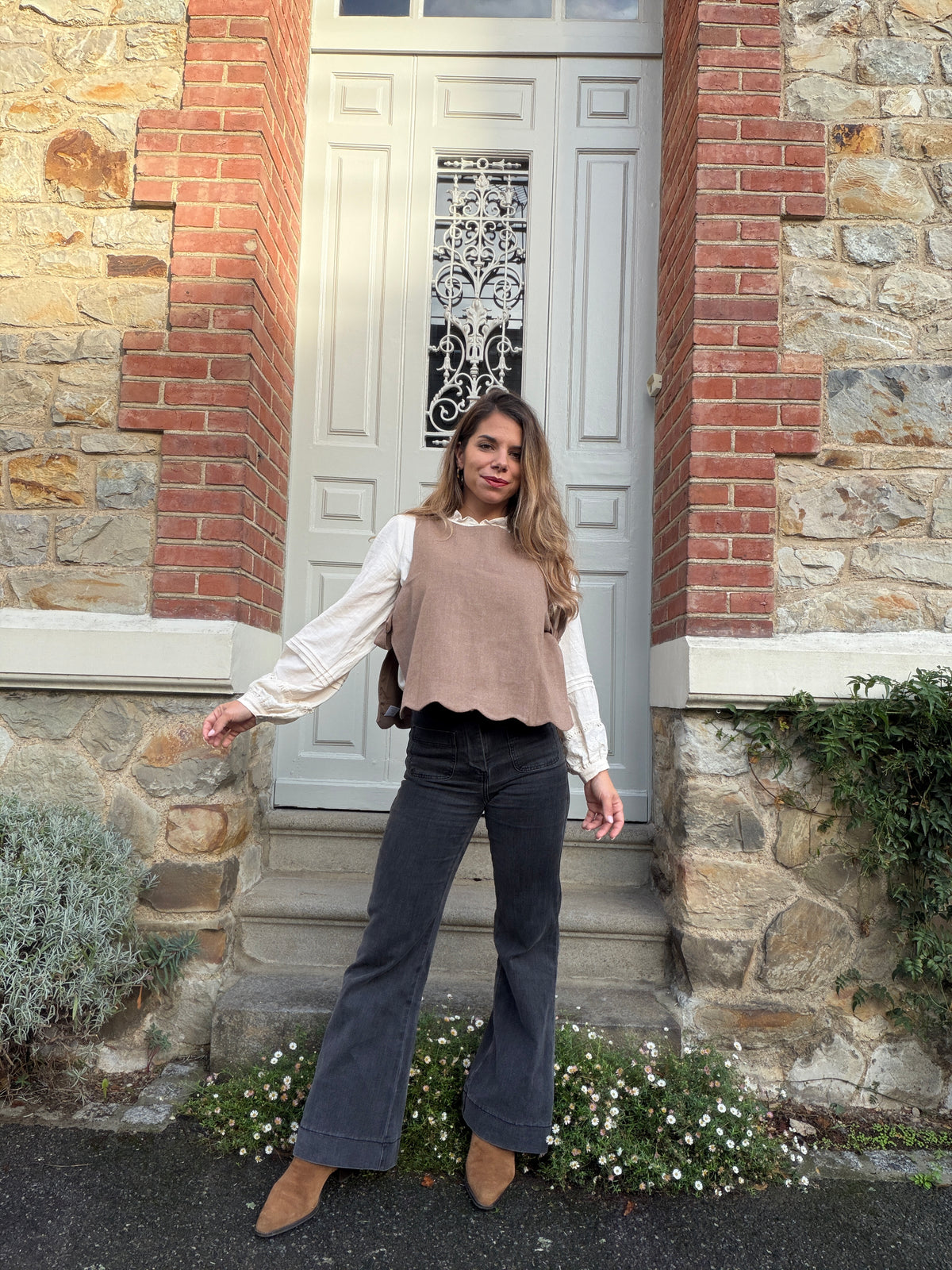 Pull sans manches taupe Charline