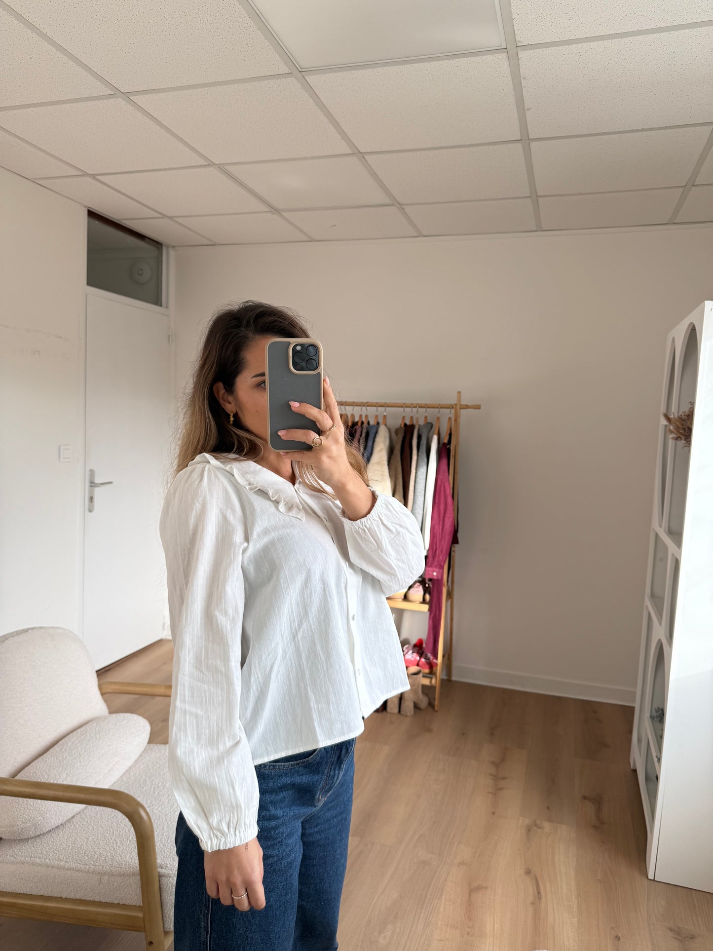 Blouse à col large blanche Coline