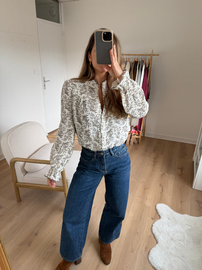 Blouse fleurie Amélia chocolat