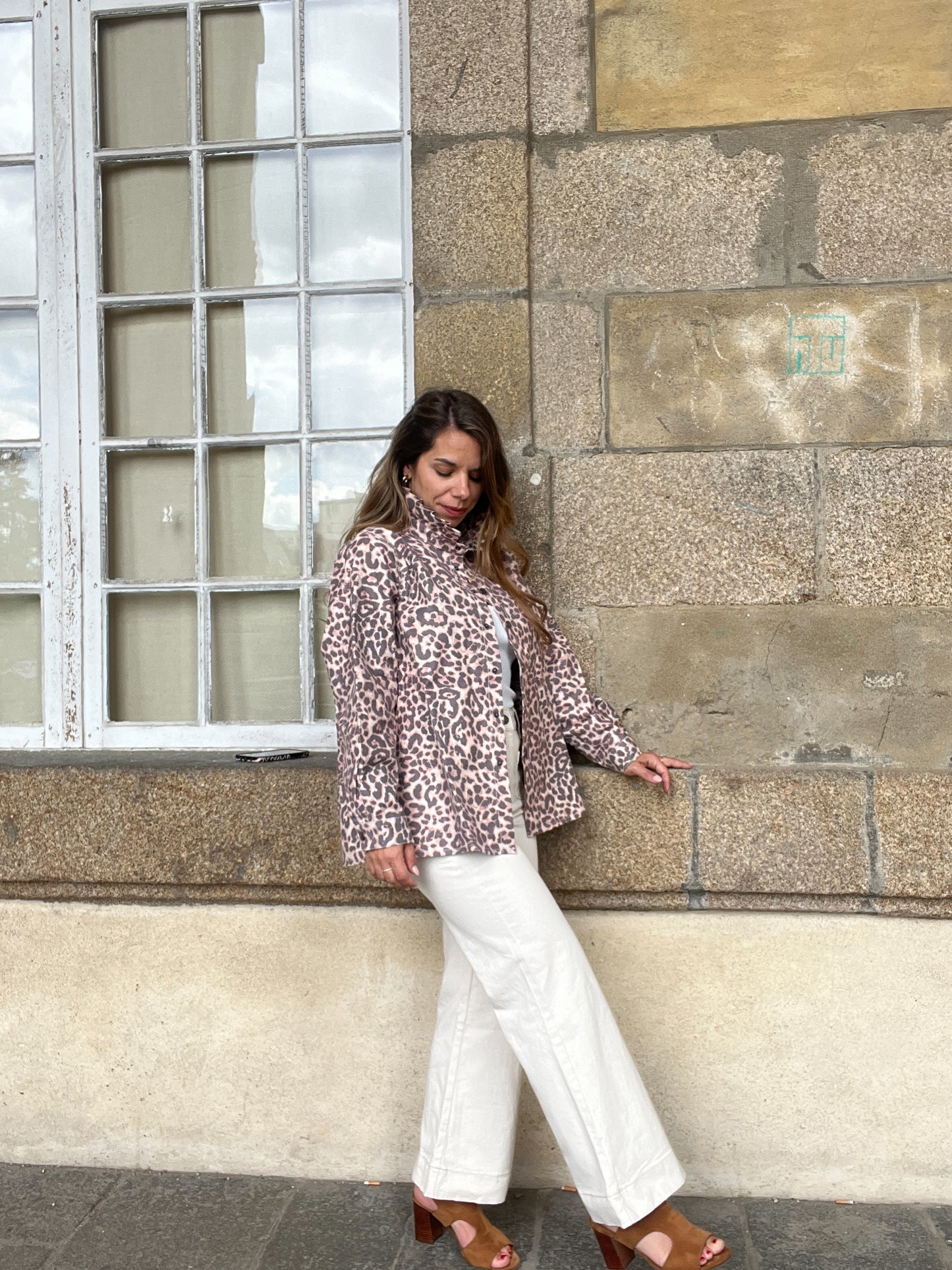 Veste en jean Céleste Léopard