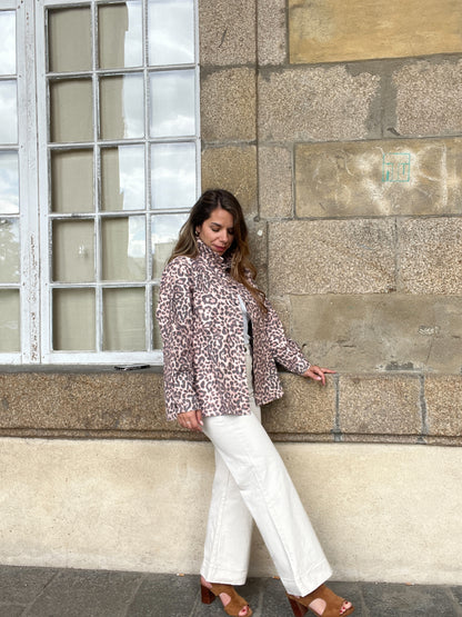 Veste en jean Céleste Léopard