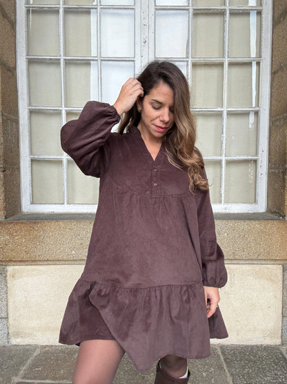 Robe en velours Hortense chocolat
