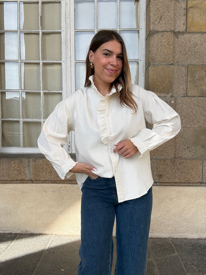 Blouse à col volanté Margaux blanche