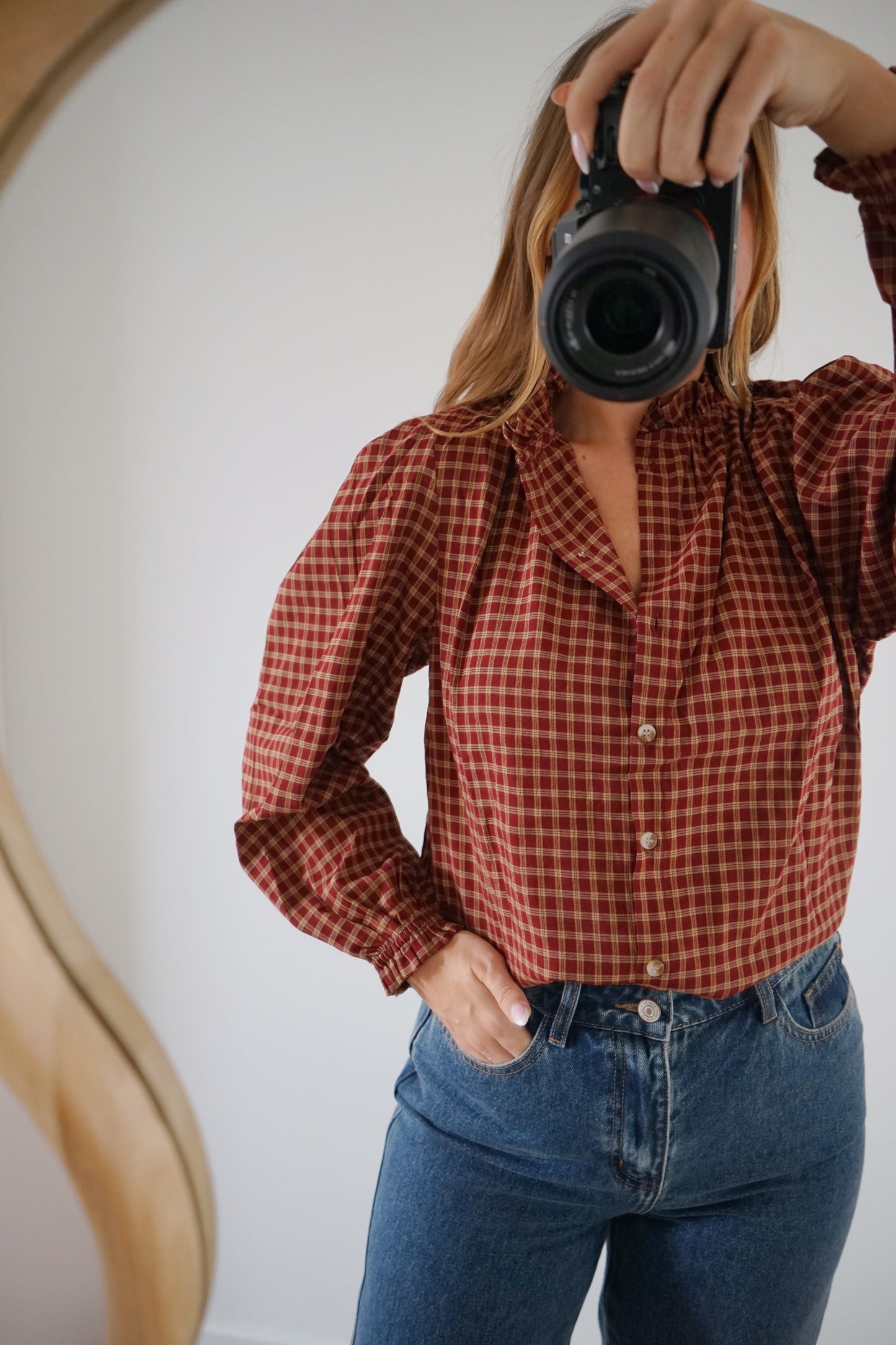 Blouse à carreaux Sybille bordeaux