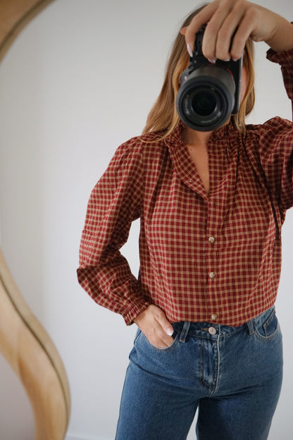 Blouse à carreaux Sybille bordeaux