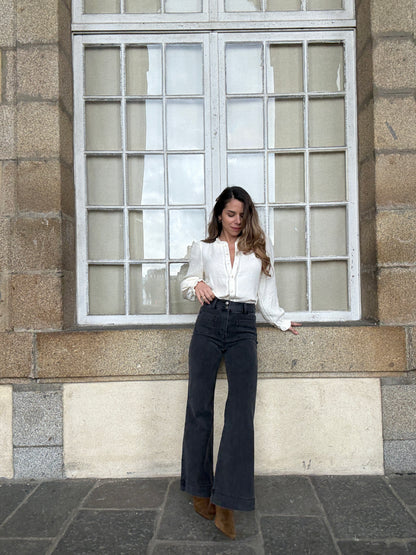 Blouse écrue en double gaze Lili