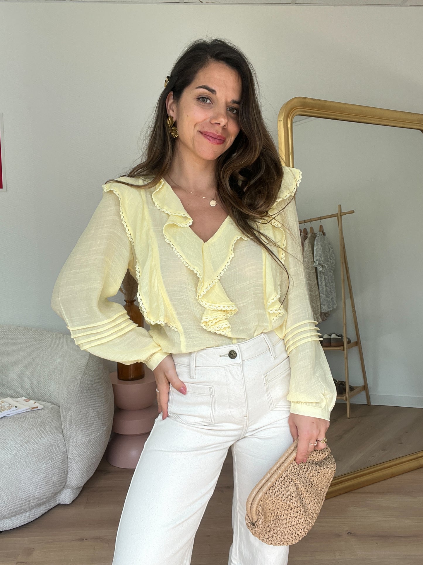 Blouse à volants June jaune