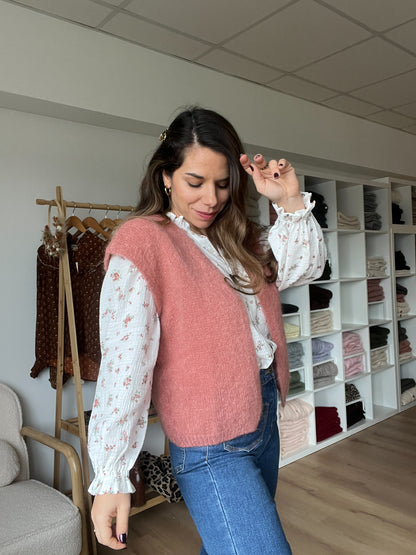 Gilet sans manches en mohair et laine Alma