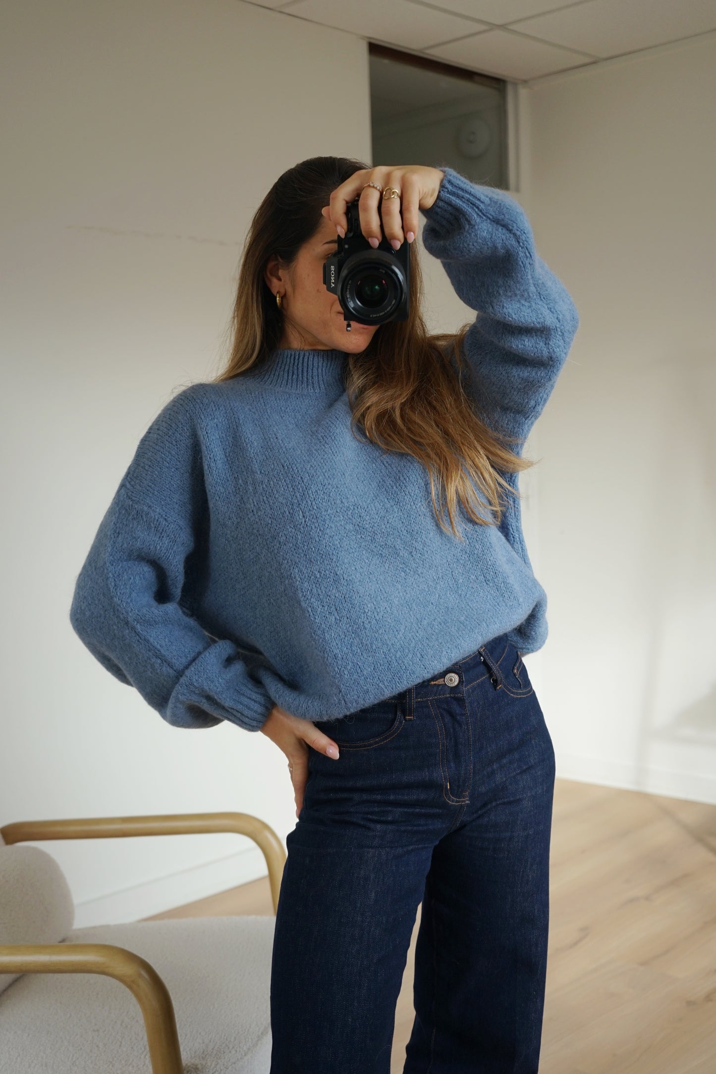 Pull en maille à col rond Hortense bleu