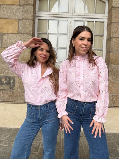 Blouse brodée baby pink Apolline