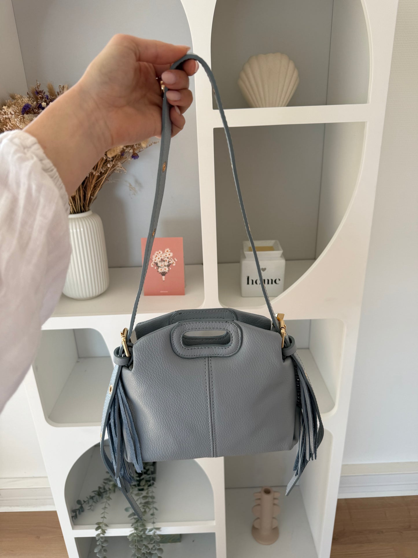 Sac à main en cuir Jodie bleu pastel