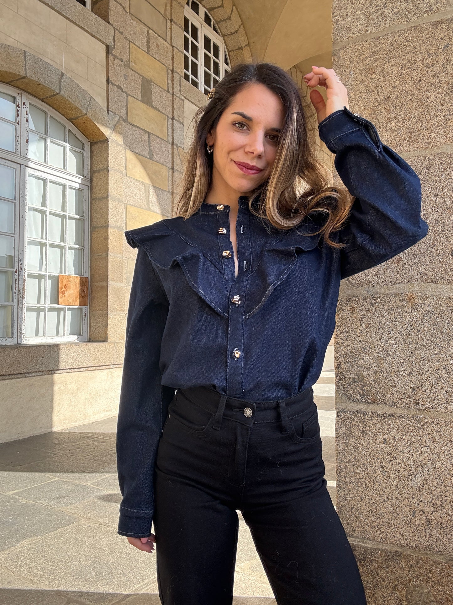 Chemise en jean à volants Elena