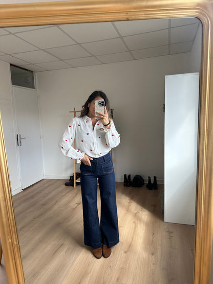 Blouse Victoire cœur en gaze de coton
