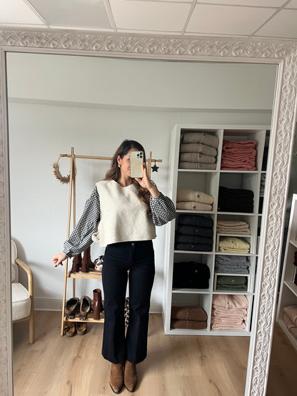 Pull sans manche avec nœuds Jeanne écru
