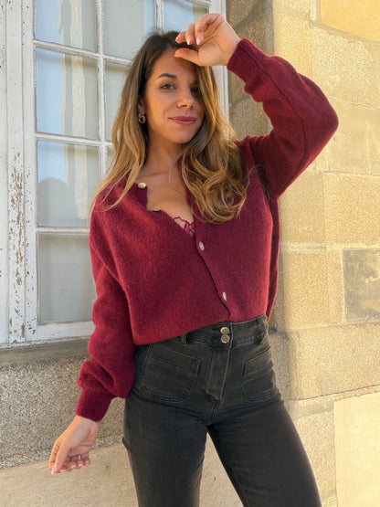 Maille en laine Léonie bordeaux