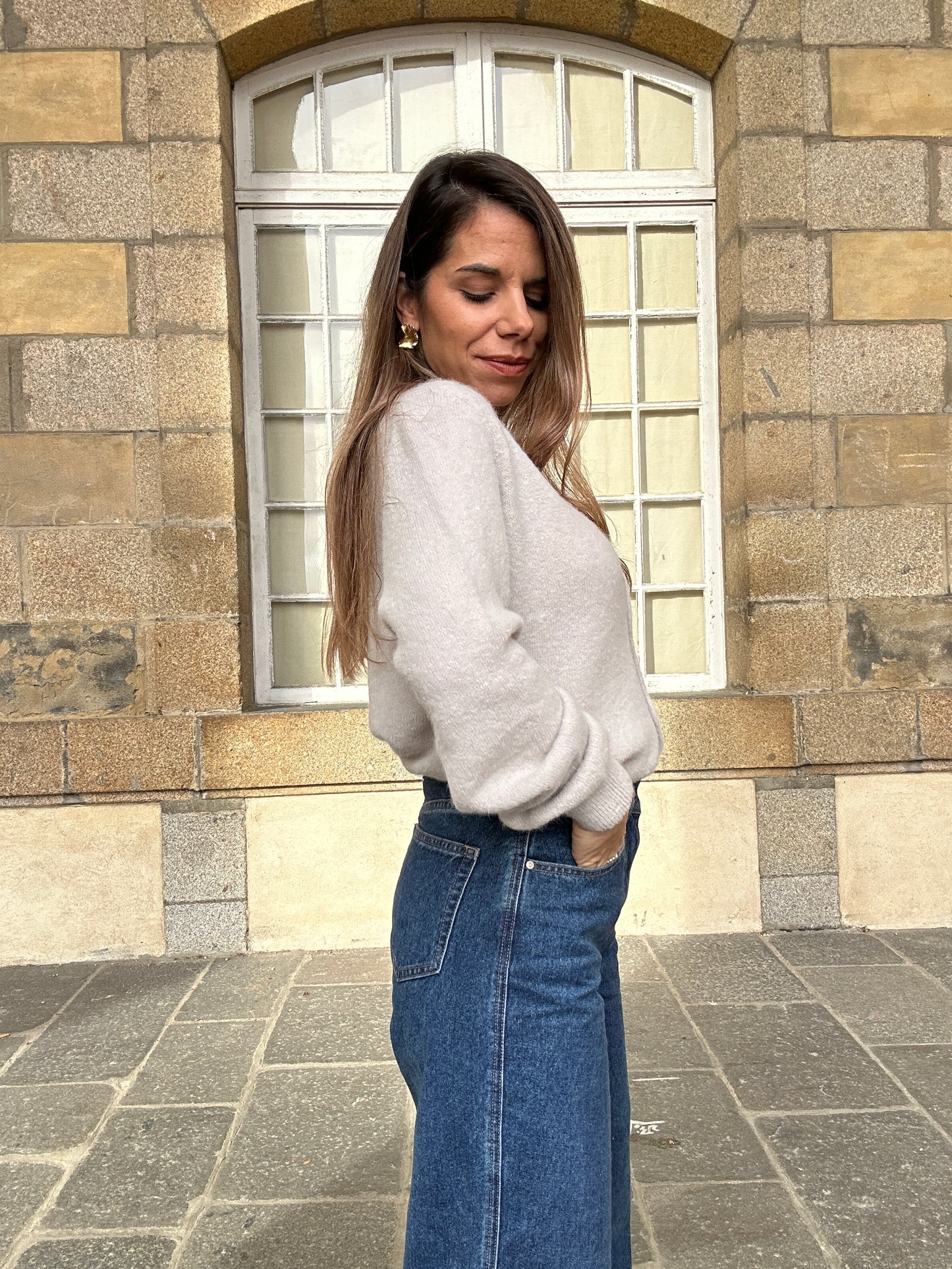 Maille en laine Léonie taupe