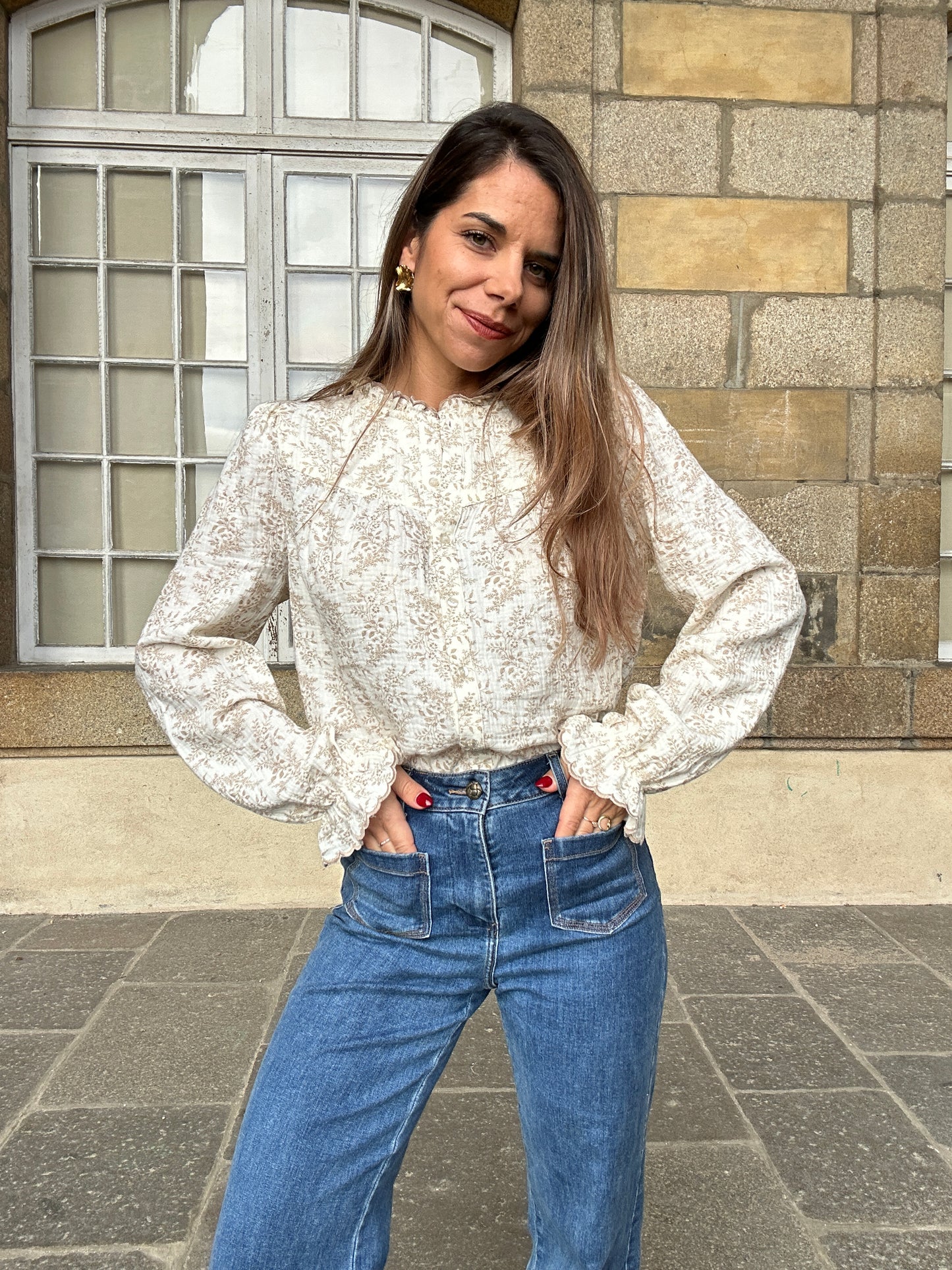 Blouse fleurie Amélia beige