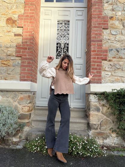 Pull sans manches taupe Charline